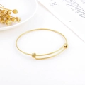 Minimalistische gouden verstelbare armband op een tijdschrift met droogbloemen en keramiek - Goudkleur (KB163104)