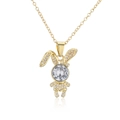 Collana placcata oro 18K con ciondolo a forma di coniglio e cristalli di zircone lucidi - Coniglio / Oro