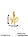 Golden stainless steel heart-shaped pendant with letter H engraving, size 1.16cm by 1cm - Geometric Heart-H