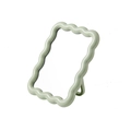 Light green rectangular makeup mirror with wavy frame and adjustable back stand - Green-Square