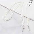 Minimalist white acrylic eyeglass chain with silver lobster clasps and silicone loops - Pure White