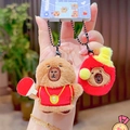 Cute Capybara plush keychain wearing a red sports jersey and holding a ping pong racket - Table Tennis Duo