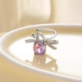 Silver bow ear clip with a premium purple faceted zircon and small diamond accents - Left Ear / Purple (Violet Dream)