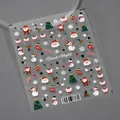 Weihnachts-Nagelaufkleber mit Weihnachtsmann, Schneemännern und Schneeflocken in Rot und Grün - TS-3274 Schneeflocke Stille Nacht