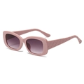Pink oversized square sunglasses with gradient purple lenses and quilted temple detail - Solid Pink Frame Gradient Grey Lens