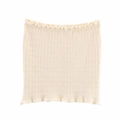Detail of cream knit tube top with checkered texture and ruffled lettuce edges - Off-white Tube Top / S