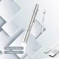 Linterna médica LED de acero inoxidable con carga USB y clip para transporte - Luz Blanca (Sin Paquete)