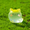 Luminous yellow-green resin cat miniature with jelly texture on moss, 2.4cm height - Yellow (Long Tail Kitten)