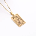 Gold rectangular Tarot Death card pendant necklace with classic XIII gothic engraving - Death