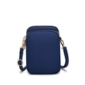 Blue nylon mini crossbody phone bag for women with gold zippers and adjustable strap - Dark Blue