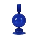 Elegant vintage blue glass candle holder with spherical body and tall neck design - Blue Sphere Neck (B4)