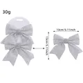 Coppia di fiocchi argentati scintillanti con strass per decori natalizi, 13x13cm - Argento Piccolo
