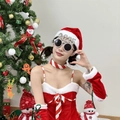 2025 festive party glasses with red and white Christmas dress and holiday accessories - Silver Connected 2025 Glasses