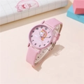 Pink unicorn quartz watch with leather strap and magic pattern for girls - Pink
