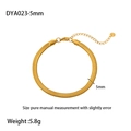 Macro shot of 5mm wide 18K gold-plated stainless steel flat snake chain bracelet - 5mm Wide Snake Bracelet (DYA023-5mm)