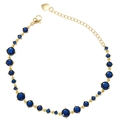 Bracelet doré chic avec cristaux bleus et breloque coeur disposé en forme de cercle pur - Bleu Foncé Doré