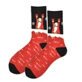 Festive red Christmas crew socks featuring cartoon Santa Claus and chimney pattern - 38-46 / Red Santa Chimney