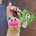 Cute panda stress relief keychain with pink squeeze part and colorful PANDA tag - Squeeze Toy - Big Mouth Panda