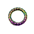 Rainbow twisted spring ring clasp in vibrant iridescent finish for DIY crafts - Outer Diameter 28mm / Metallic Black