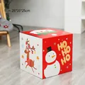 Scatola regalo di Natale quadrata 25cm con motivi di Babbo Natale e pupazzo di neve - LH-6B (1 Pezzo)