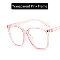 Stylish oversized square transparent pink glasses frames with golden hinge detail - Transparent Pink