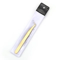 Golden precision curved eyelash tweezers in semi-transparent protective packaging - Titanium Gold 7-Shaped Clip