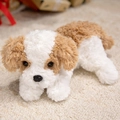 Schattige wit-bruine krullende pluche hond speelgoed voor kinderen en huisdecoratie - 32cm / Khaki & Wit