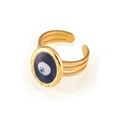 Anello multistrato in acciaio al titanio dorato con design Evil Eye in smalto blu - Oro