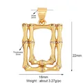 Golden bamboo rectangular jewelry frame with white zircon stones for necklaces - Gold-Bamboo Texture Rectangle
