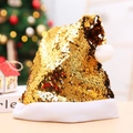 Festive Christmas hat featuring shiny gold sequins and classic white plush trim - Gold Flipping Silver