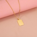 Gold plated stainless steel necklace with a polished rectangular pendant on a box chain - Gold Color (17*23mm)(MP596)