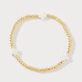 Elegante bracciale con perle di rame dorate e tre ciondoli a croce bianca decorativa - Croce Bianca Opaca-Perline Oro