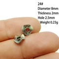 Macro shot of 8mm silver alloy spacer bead with red center for jewelry making - 24# (Dia 8mm Thick 2mm)