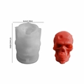 Halloween Totenkopf Silikonform und rotes Modell mit den Maßen 6x8,7cm für DIY Kerzen - Realistischer Totenkopf 004
