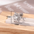 Snowflake 10mm stud earring with zircon stone and surgical steel screw back - White
