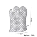 Silver heat resistant oven mitts with diamond quilting, measuring 37cm for extra protection - 1 Pair / Silver Large Grid