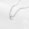 Elegant 925 sterling silver chain necklace featuring a sparkling letter C diamond pendant - C-Necklace-Silver