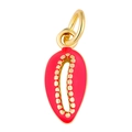 Red enamel shell pendant with golden hollow base for necklaces and jewelry making - Shell Pendant / Red