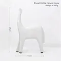 Figura de caballo de cerámica blanca moderna pequeña con diseño de escultura abstracta - Pequeño / Blanco Mate