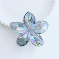 Iridescent plumeria flower hair claw clip with holographic finish for stylish updos - 8cm Iridescent Black