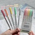 5-pack dual-tip mild highlighters in soft pastel Morandi tones for journaling - Smoke Color 5pcs