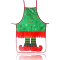 Grembiule natalizio Santa's Little Helper con motivi festivi di gambe di elfo verde - 02 Elfo Di Natale