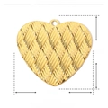 Detailed view of heart-shaped gold stainless steel pendant with woven texture and size specs - YE623 Gold Braided Texture 3D Heart