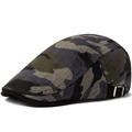 Classic urban camo flat cap with green and grey prints and adjustable side metal buckle - Adjustable / Gray