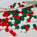 Christmas DIY set featuring 100 pieces of 2cm green plush pom poms for crafting - Green Mix (2cm, 100pcs/pack)
