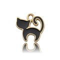 Pendentif chat en émail noir et alliage doré pour colliers faits à la main - Forme de Chat de Dessin Animé (9938) / Chat noir