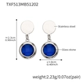 Elegant stainless steel earrings with blue glass stone pendants and silver finish - Earrings Only / Steel-Blue