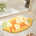 Tappetino bagno semicerchio a limone con scritta Sweet Home in morbido peluche - 45*75cm / Limone dolce