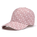 Berretto da baseball rosa con stampa monogramma bianca e visiera curva in puro cotone - Taglia unica / Rosa