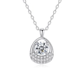 S925 sterling silver necklace featuring a teardrop moissanite pendant with pavé accents - Waterdrop Pavé Setting (fddz-116) / White Gold